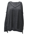 ZENANA Brushed Ribbed Hacci Drop Shoulder V-neck Sweater