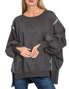 ZENANA Acid Washed Batwing Sleeve Fleece Sweatshirts