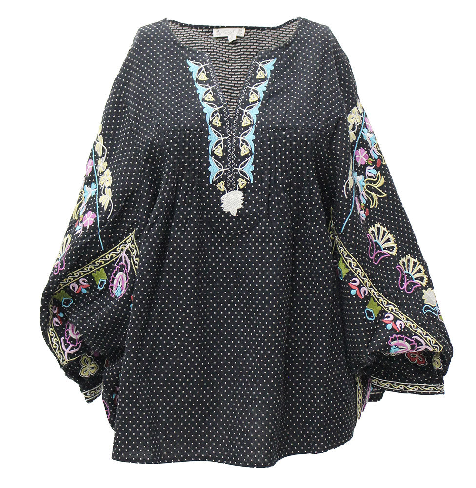Easel Women's Embroidered Dolman Blouse