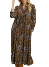 Umgee USA Floral Print Contrast Trim Maxi Dress