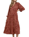 Umgee USA Textured Tiered Midi Dress