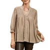 Umgee USA Smocked Yoke Button Front Blouse