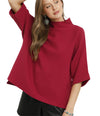 Umgee USA Mock Neck Dolman Sleeve Sweater Top