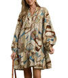 Umgee USA Mix Abstract Print Ruffle Hem Babydoll Dress