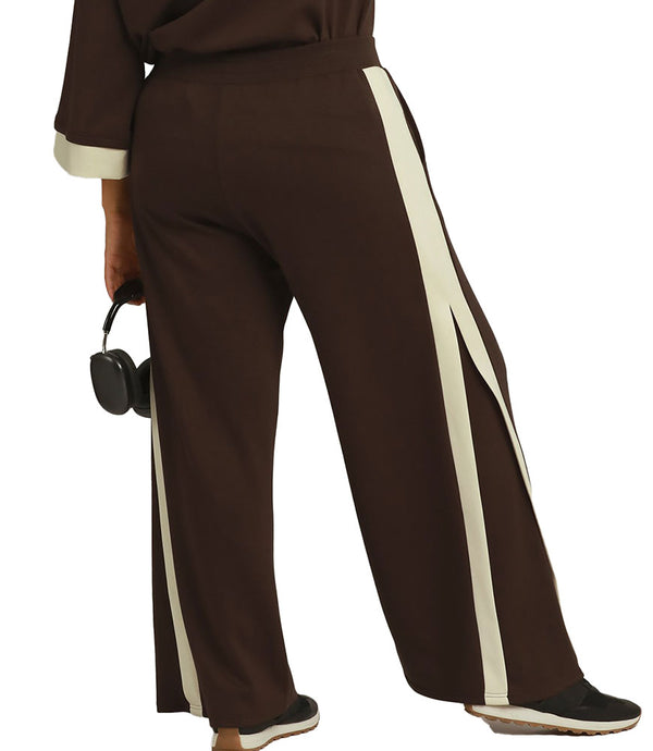 Umgee USA Colorblock Side Stripe Straight Pants