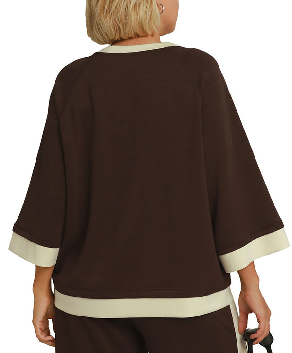 Umgee USA Colorblock Crewneck Raglan Sleeve Top