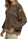 Umgee USA Leopard Print Waffle Knit Pullover