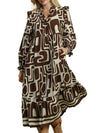 Umgee USA Abstract Geo Print Ruffle Maxi Dress