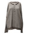 Blu Pepper Women's Button Henley Stripe Long Sleeve Drop Shoulder Sweater