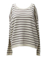 JOA Women's Striped Drop Shoulder Crew Neck Sweater