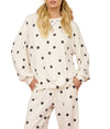 Blu Pepper Women's Polka Dot Textured Long Sleeve Crew Knit Top