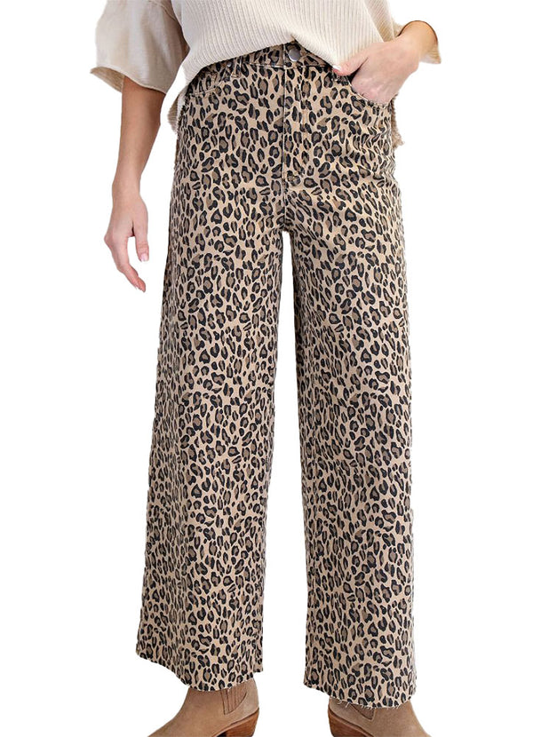 Easel Animal Print Washed Twill Pants