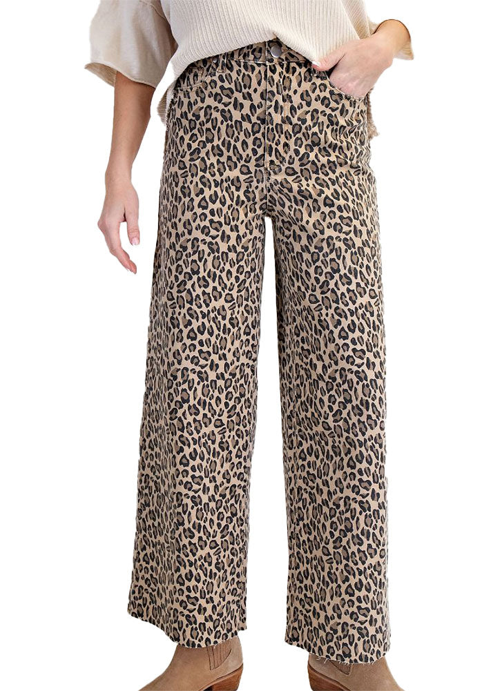 Easel Animal Print Washed Twill Pants