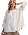 Easel Bubble Sleeve Textured Knit Top