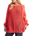 Easel Long Sleeve Washed Knit Sweater