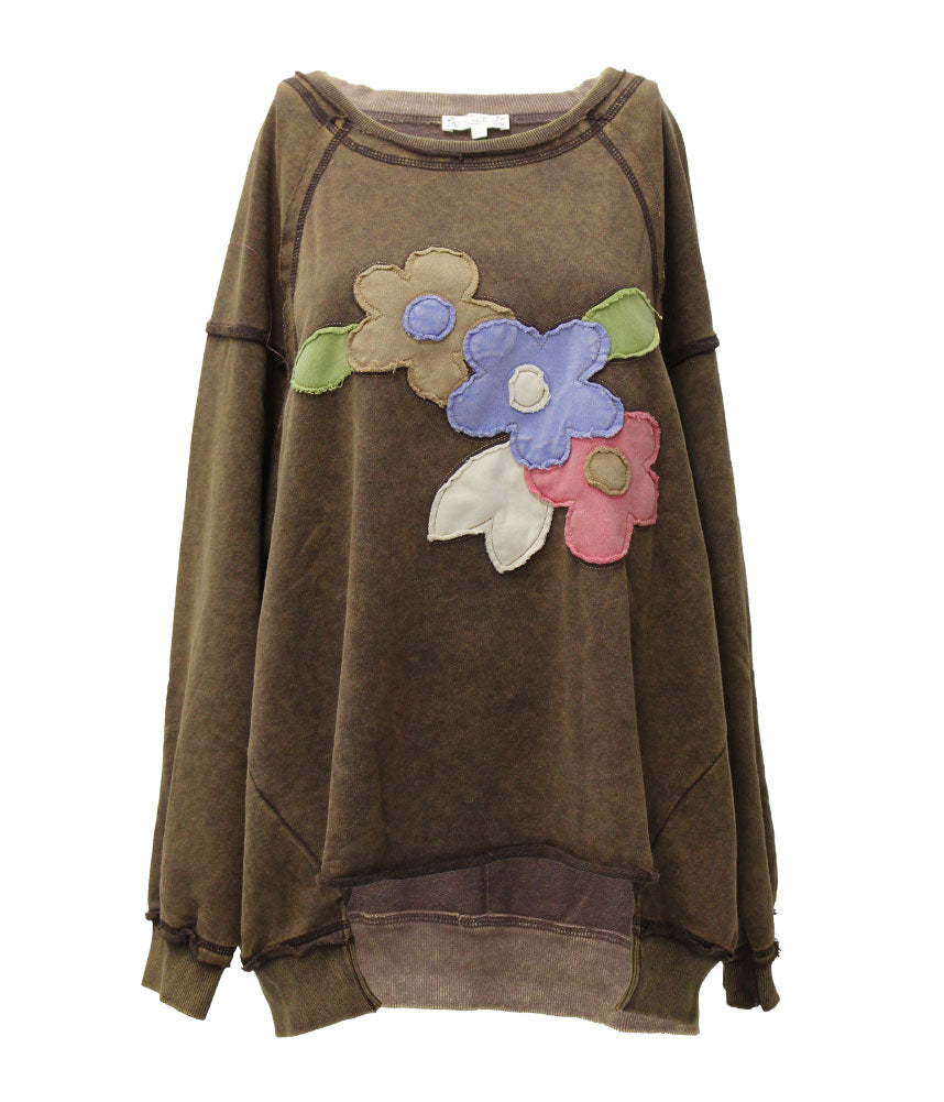Easel Flower Patch Washed Terry Pullover