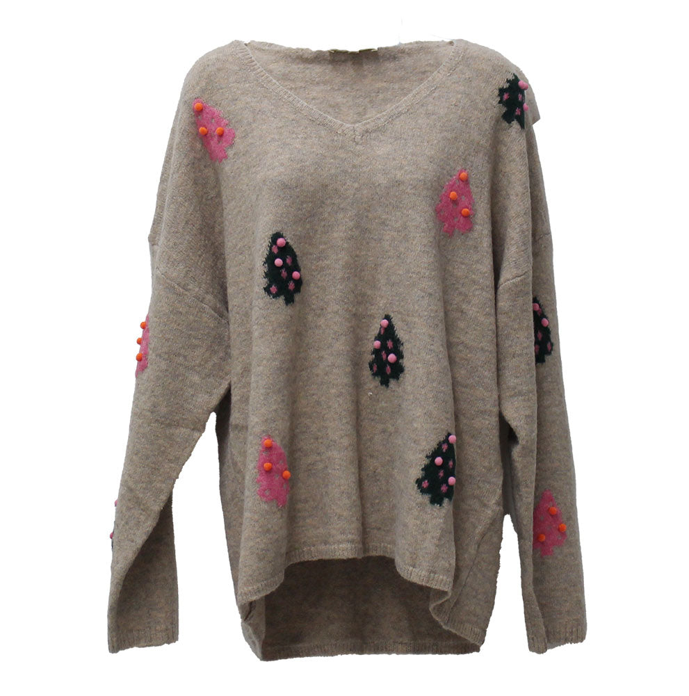 Easel Women's Pom Knitted Sweater