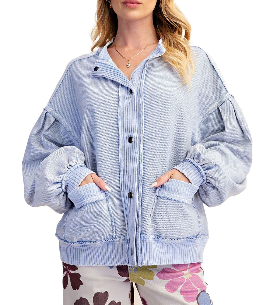 Easel Women's Washed Terry Snap Jacket