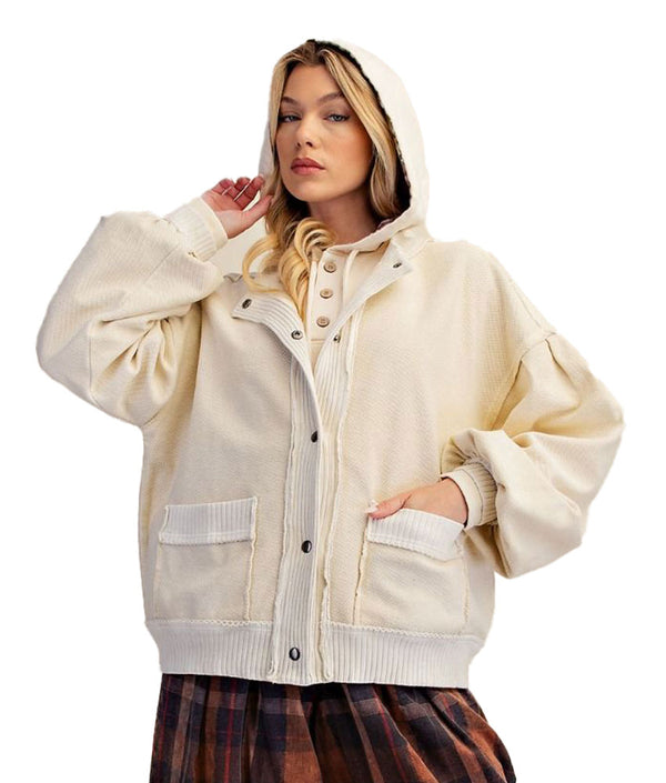 Easel Women's Washed Terry Snap Jacket