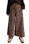 Easel Animal Print Washed Terry Knit Pants