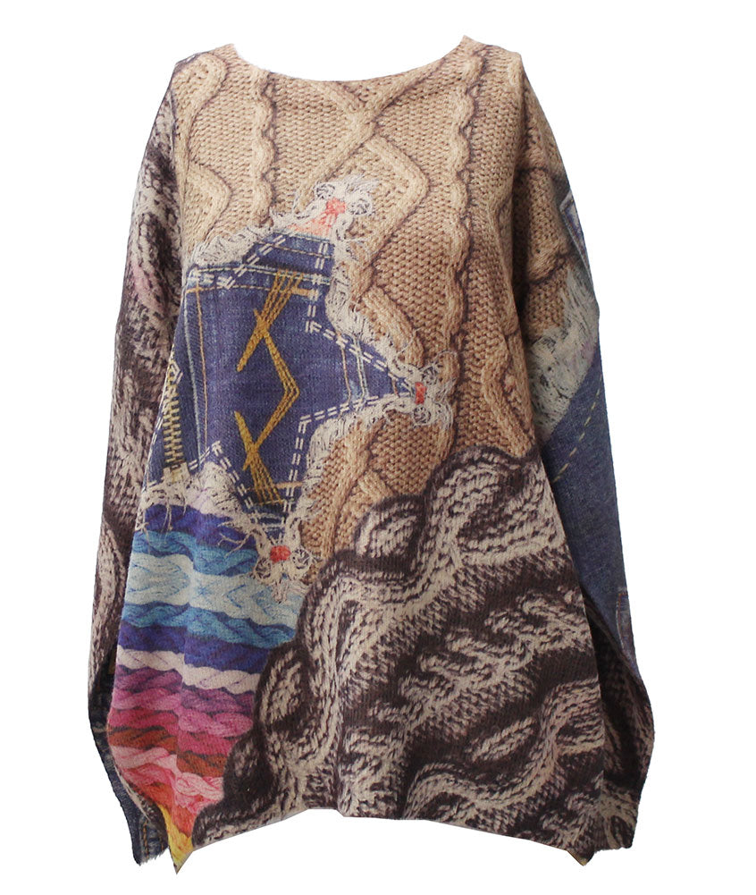 Original USA Women's Printed Long Sleeve Pullover Sweater