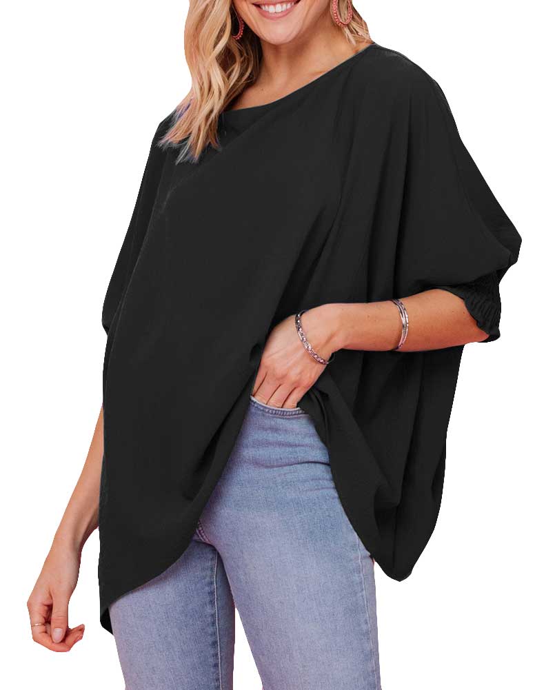 Oddi 3/4 Sleeve Tunic Plus Black