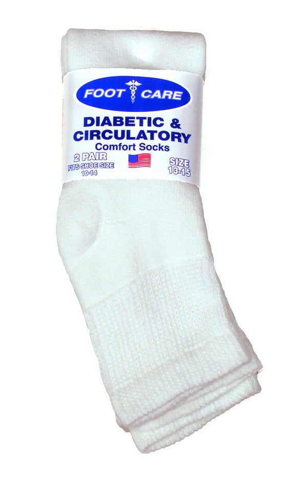 Foot Care Men's Diabetic Quarter Sock White