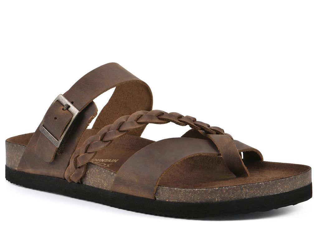 White Mountain Women's Hazy Braided Toe Loop Slide Sandal