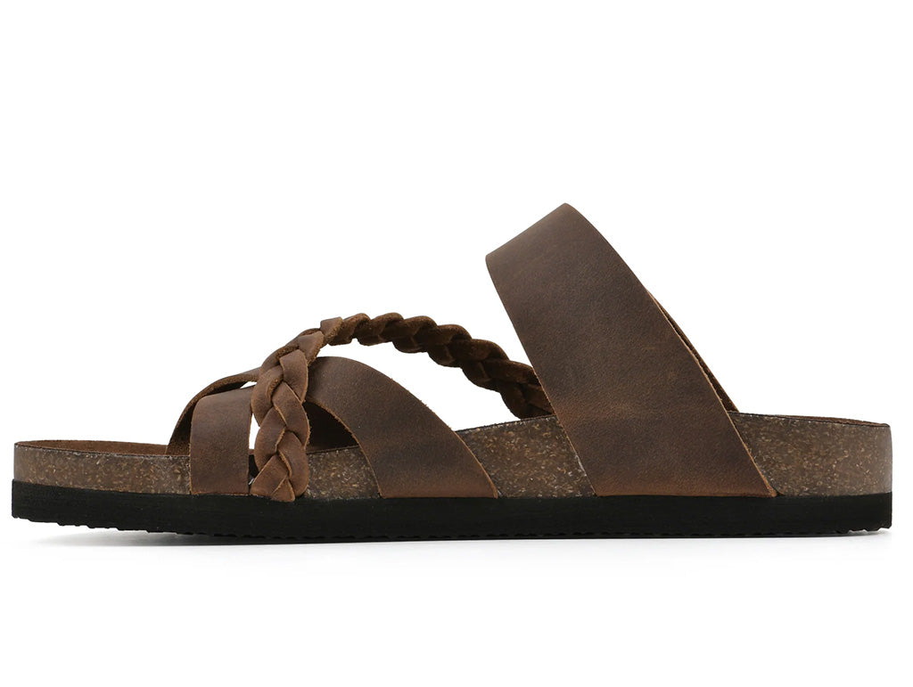 White Mountain Women's Hazy Braided Toe Loop Slide Sandal