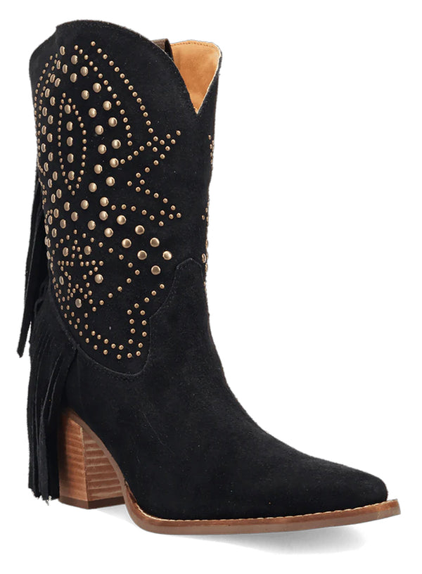 Dingo Women's Star Power Suede Fringe Stud Western Bootie