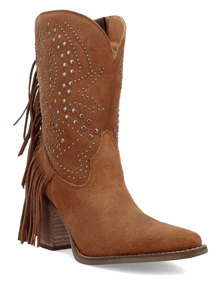 Dingo Women's Star Power Suede Fringe Stud Western Bootie