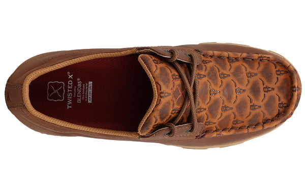 Twisted X Women's Boat Shoe Driving Moc Embossed Molasses Slip Resistant