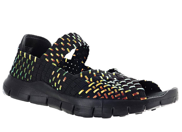 Bernie Mev Women's Comfi Peep Toe Mary Jane Woven Flat