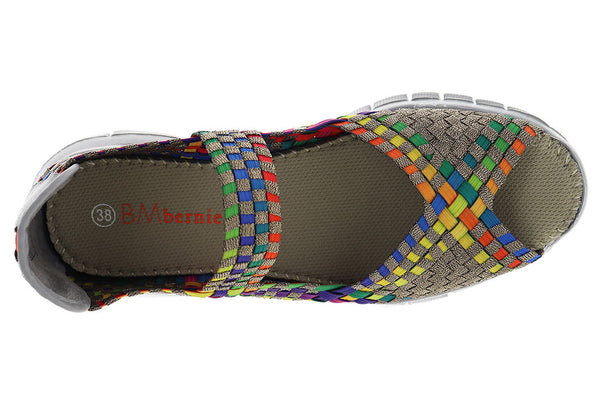 Bernie Mev Women's Comfi Peep Toe Mary Jane Woven Flat