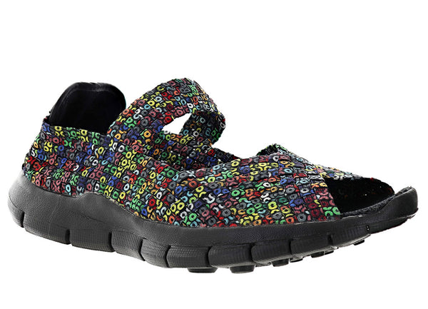 Bernie Mev Women's Comfi Peep Toe Mary Jane Woven Flat