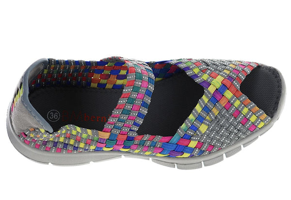 Bernie Mev Women's Comfi Peep Toe Mary Jane Woven Flat