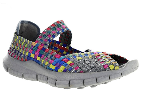 Bernie Mev Women's Comfi Peep Toe Mary Jane Woven Flat