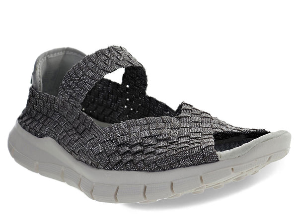 Bernie Mev Women's Comfi Peep Toe Mary Jane Woven Flat