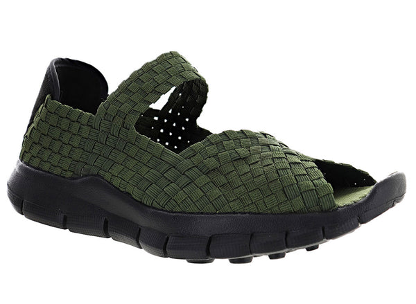 Bernie Mev Women's Comfi Peep Toe Mary Jane Woven Flat