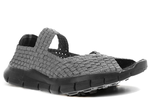 Bernie Mev Women's Comfi Peep Toe Mary Jane Woven Flat