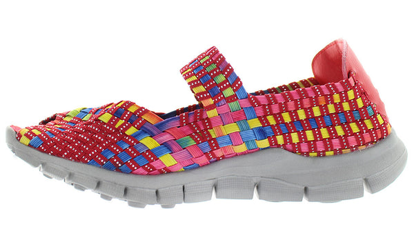 Bernie Mev Women's Comfi Peep Toe Mary Jane Woven Flat