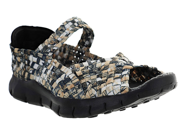 Bernie Mev Women's Comfi Peep Toe Mary Jane Woven Flat