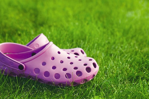 pink flip-flops on the lawn