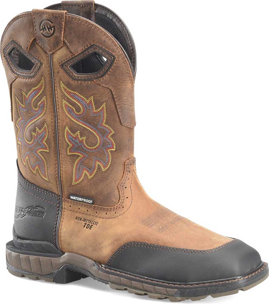 Pre-owned Double-h Boots Men's 11"" Wp Wd Sq To Dark Brown