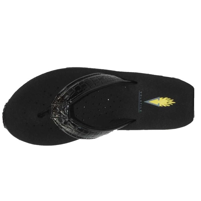 Volatile black fashion flip flops