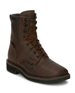 Justin Men's Driller 8 Inch WP CT Lace-Up Work Boot Brown