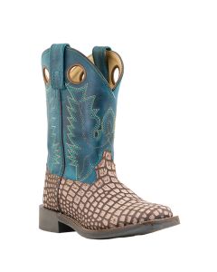 Smoky Mountain Boots Kids Reptile Leather Cowboy Boots Dark Turquoise
