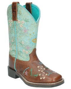 Smoky Mountain Boots Youth Wildflower Brown Wax Distress Turquoise