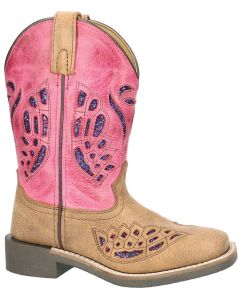 Smoky Mountain Boots Kids Trixie Brown Pink Distress