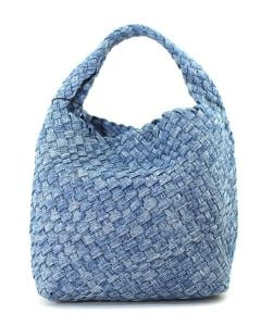 BC Handbags Small Woven Satchel Denim